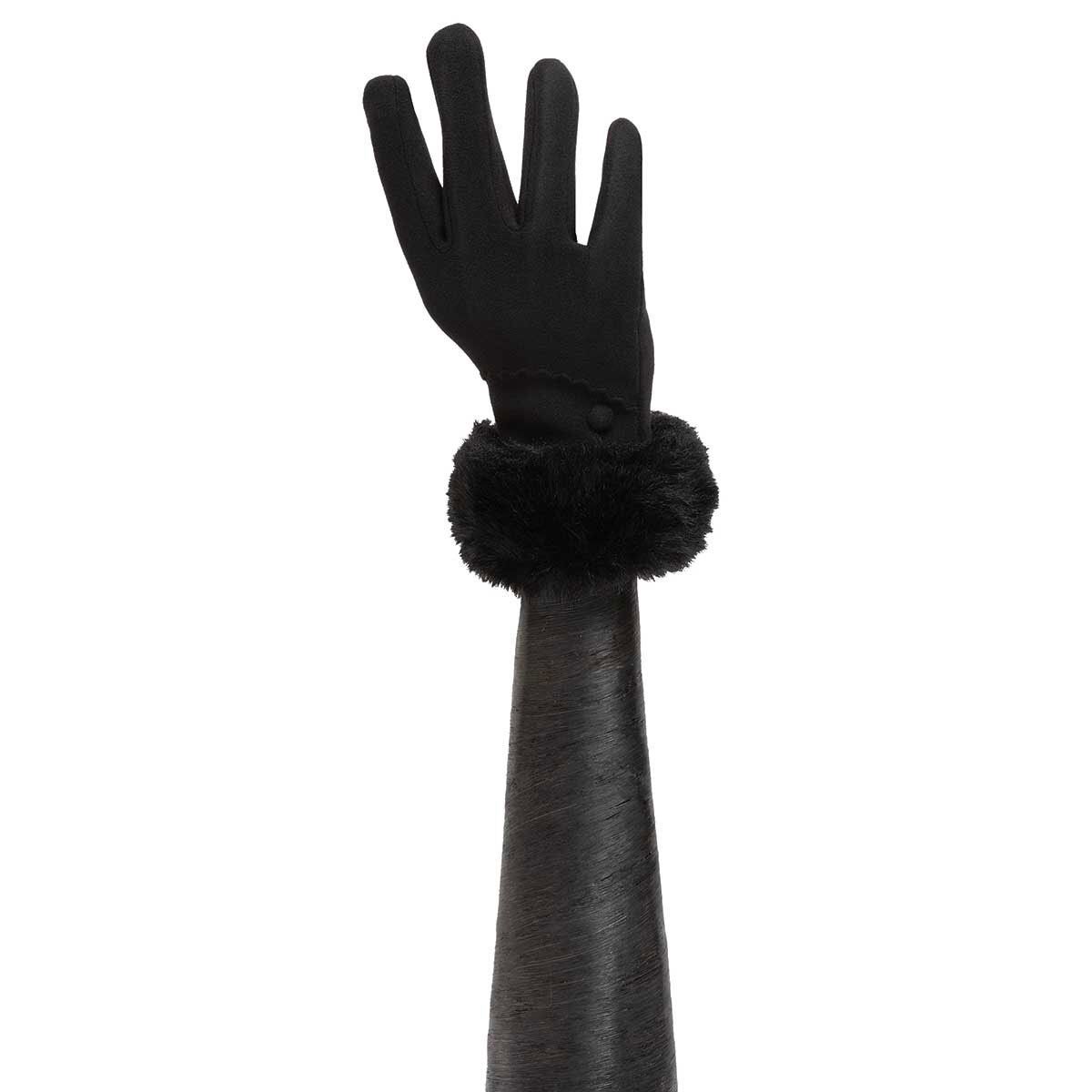 Trezo Women&#39;s Black Gloves with Fur Cuff X8098