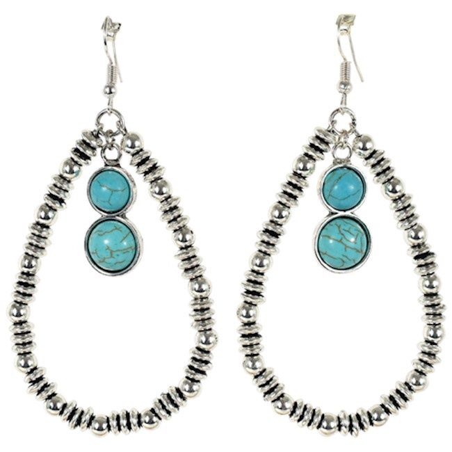 Trenditions Justin Earrings Beaded Teardrop W/Turquoise Colored Stones 22170EJ1