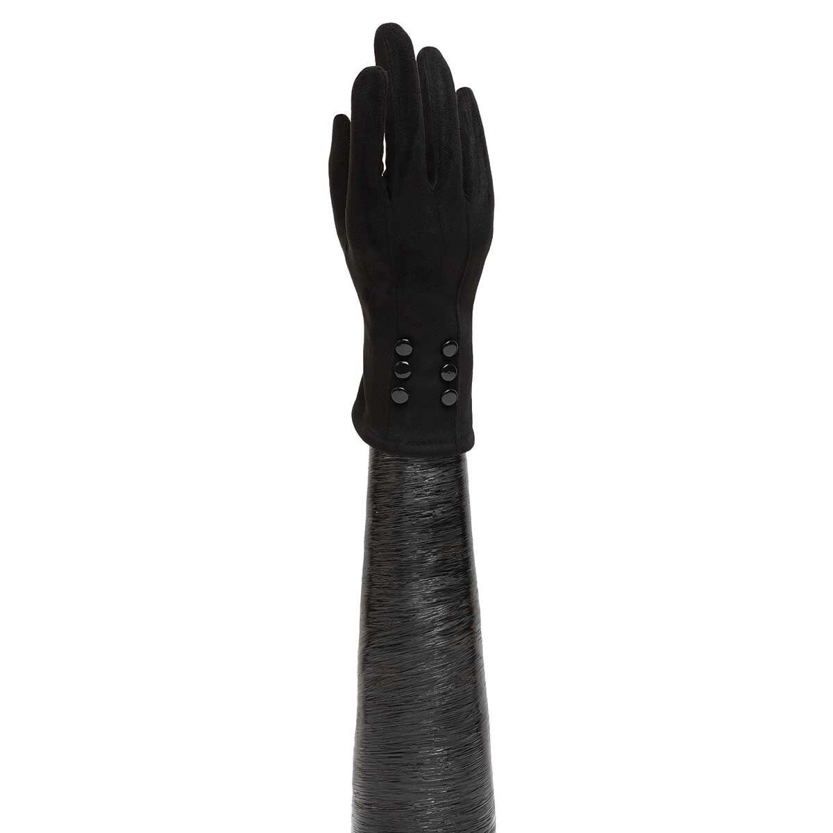 Trezo Women&#39;s Black Gloves with 6 Black Buttons X8088