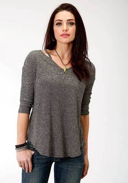 Women&#39;s 9499 Heather RibKnit Oversize Top