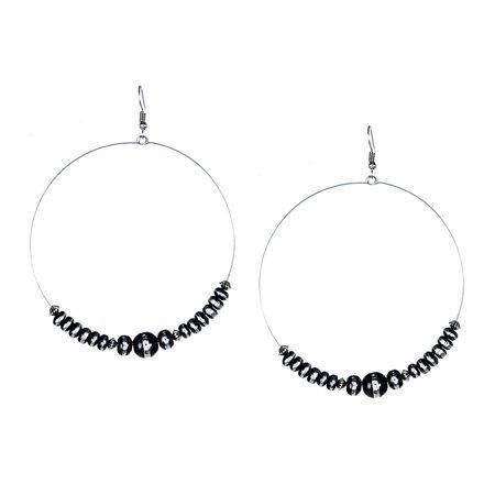 West &amp; Co. Womens E704 Black/Silver Rondell Beaded Wire Dangle Hoop Earring N/A N/A