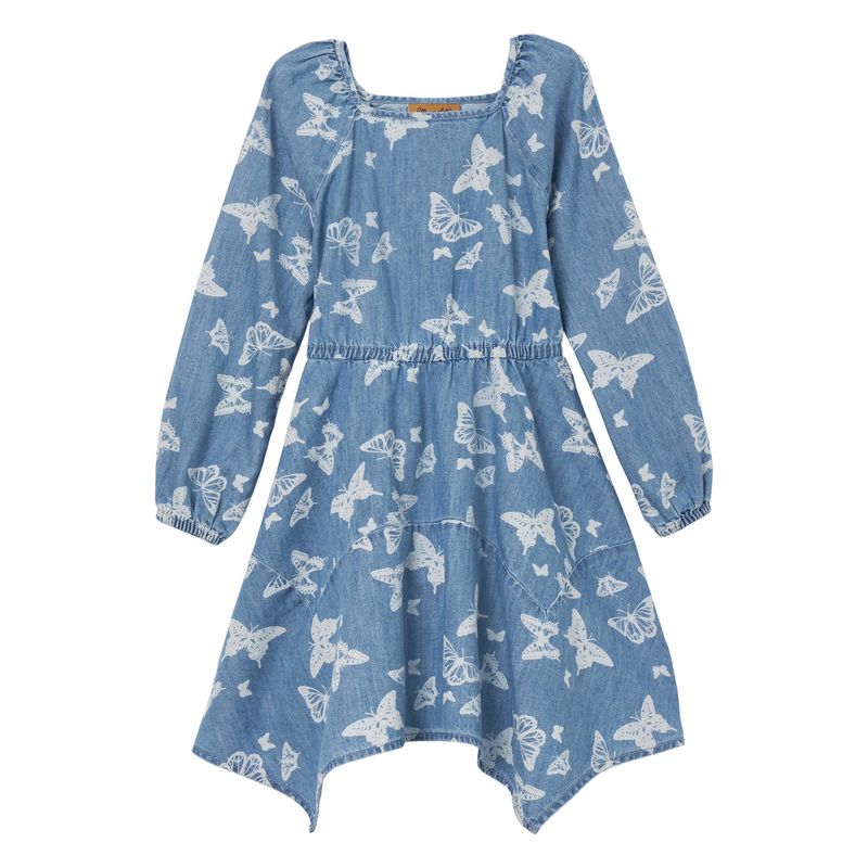 Wrangler Girls Blue Ballon Sleeve Dress 112344251
