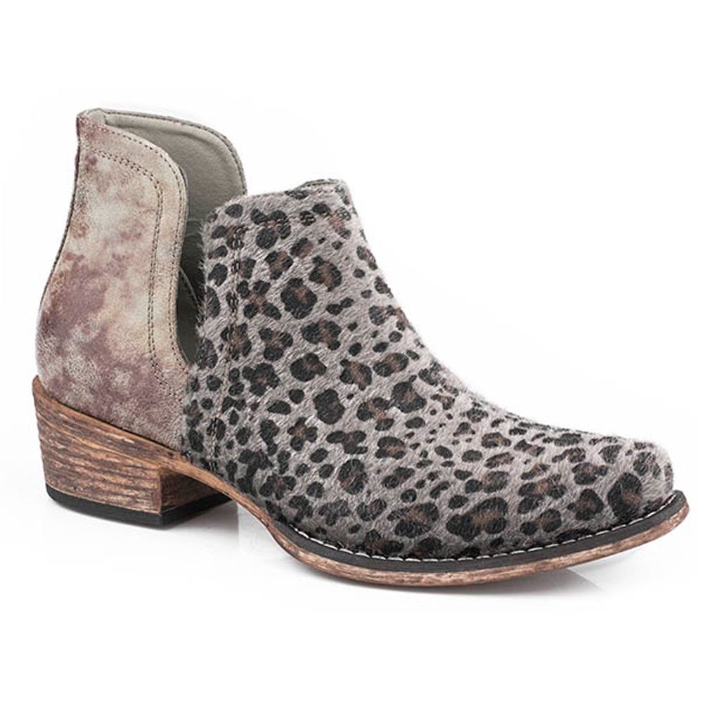 Women&#39;s Snip Toe Leopard Vamp Grey Heel Shoe