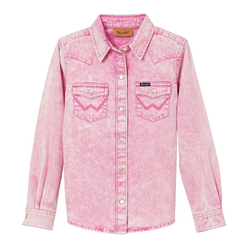 Wrangler Girl's Graphic Puff Sleeve Pullover-Pink