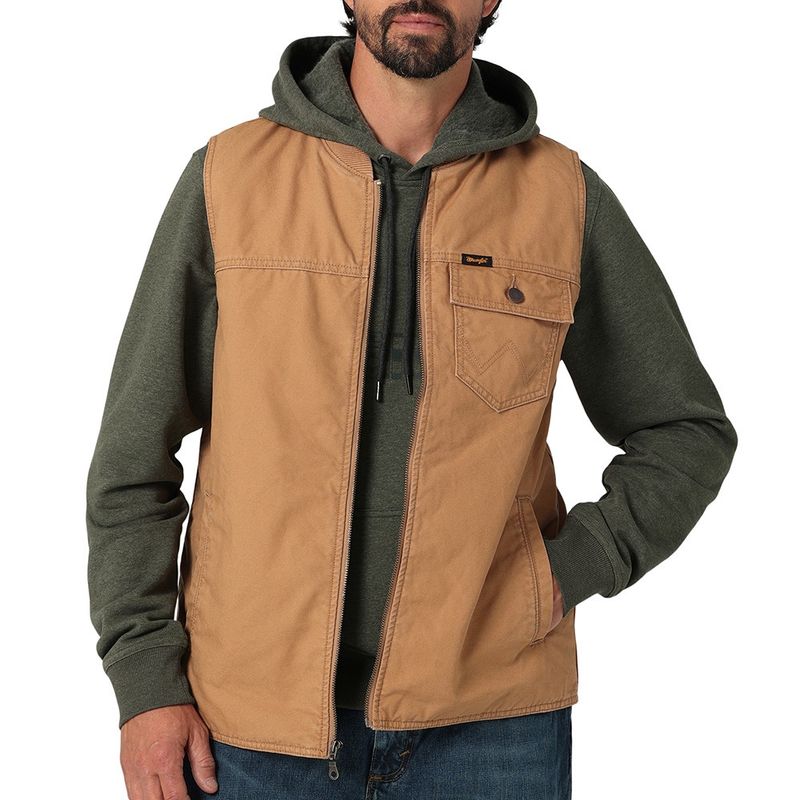 Wrangler Men&#39;s Quilt Lined Rancher Vest Tobacco Brown 112335715