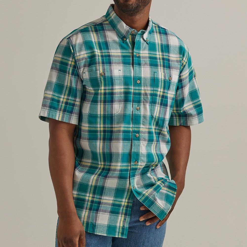 Wrangler Rugged Wear Blue Ridge Plaid Shirt Teal 112325890