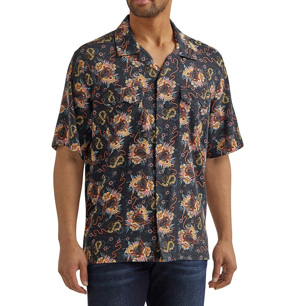 Wrangler Men&#39;s Coconut Cowboy Black Short Sleeve Shirt 112344428