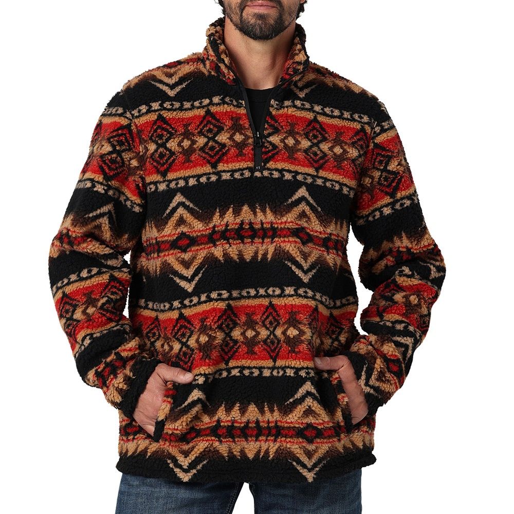 Wrangler Men&#39;s Heavyweight Quarter-Zip Sherpa Pullover Cappuccino