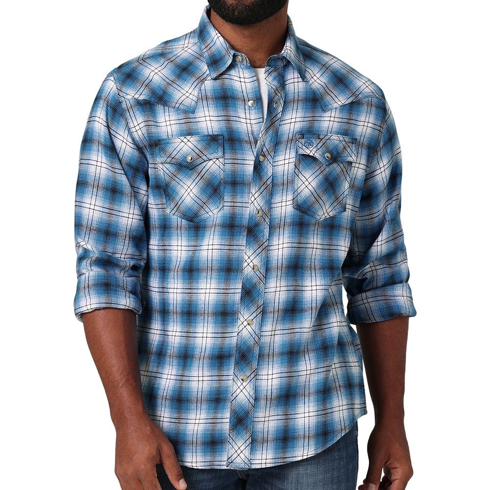 Wrangler Men &#39;s Retro Flannel Blue Shirt 112330473