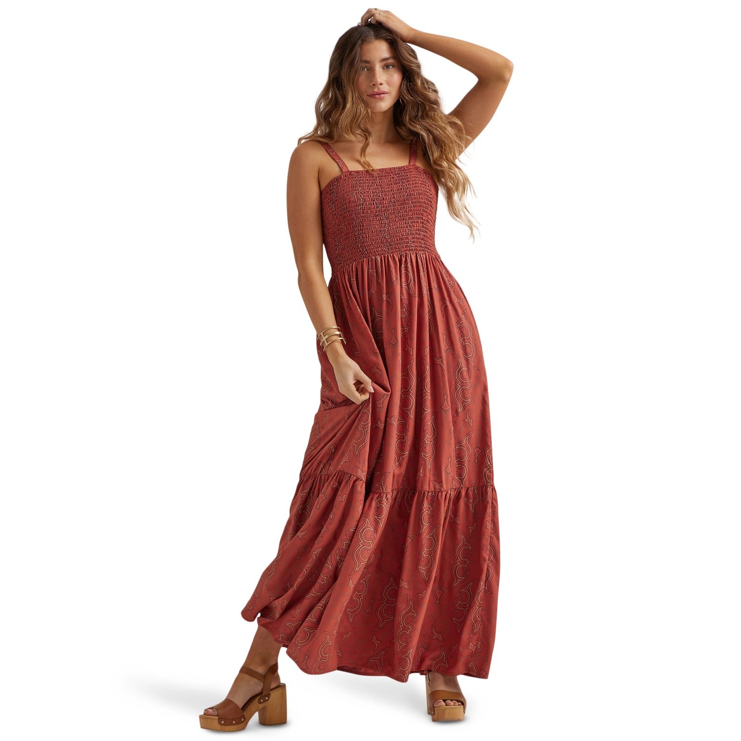 Wrangler Women&#39;s Burgundy Rayon Challis Dress 112344670