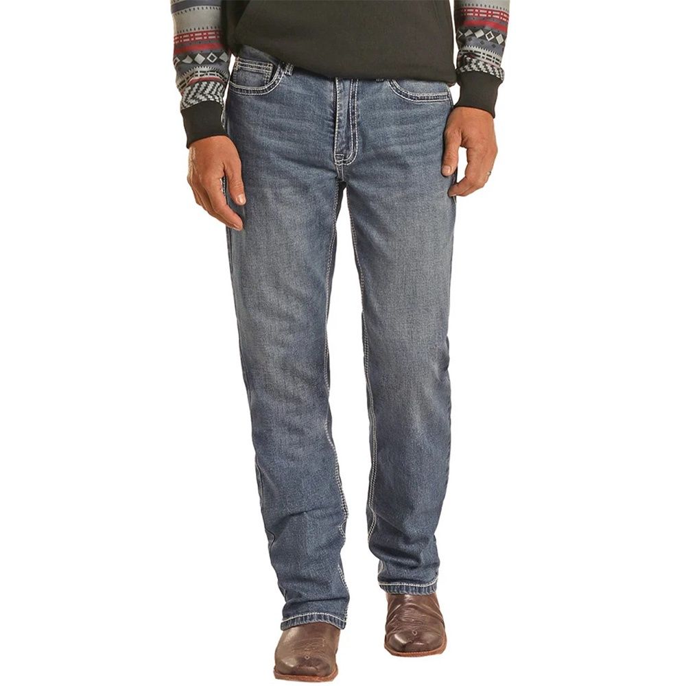Hooey Men&#39;s Rope Double Barrel Stitch Relaxed Fit Stackable Boot Jean HMTBD02564
