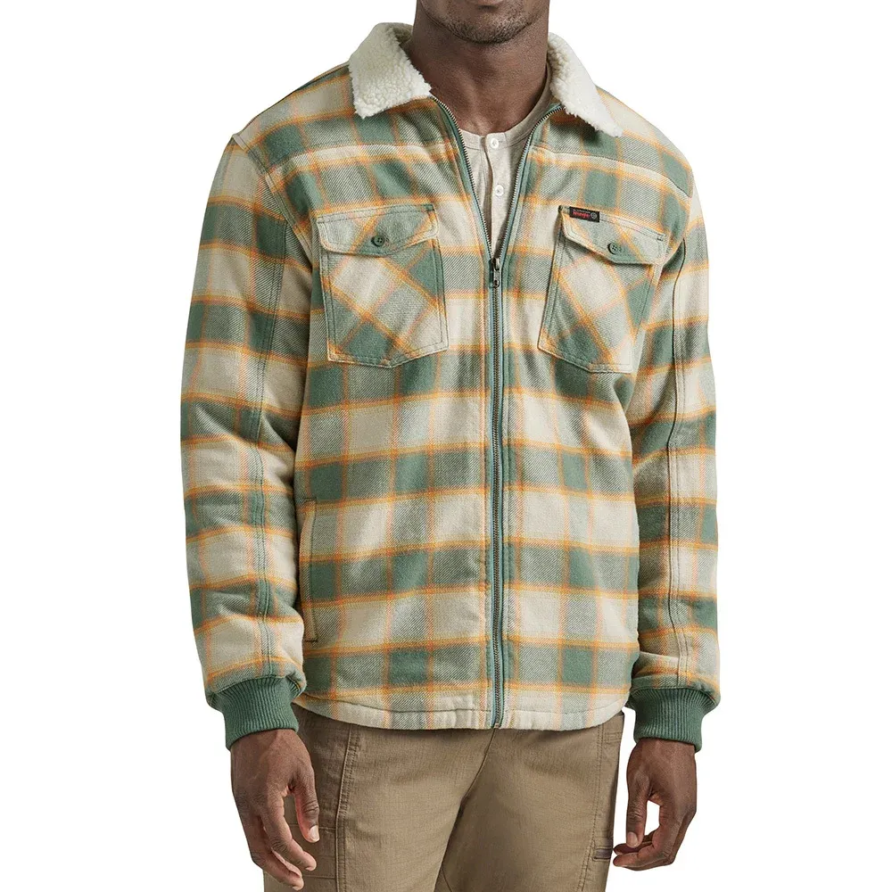 ATG By Wrangler Men&#39;s Sherpa Lined Flannel Shirt Jacket in Cactus