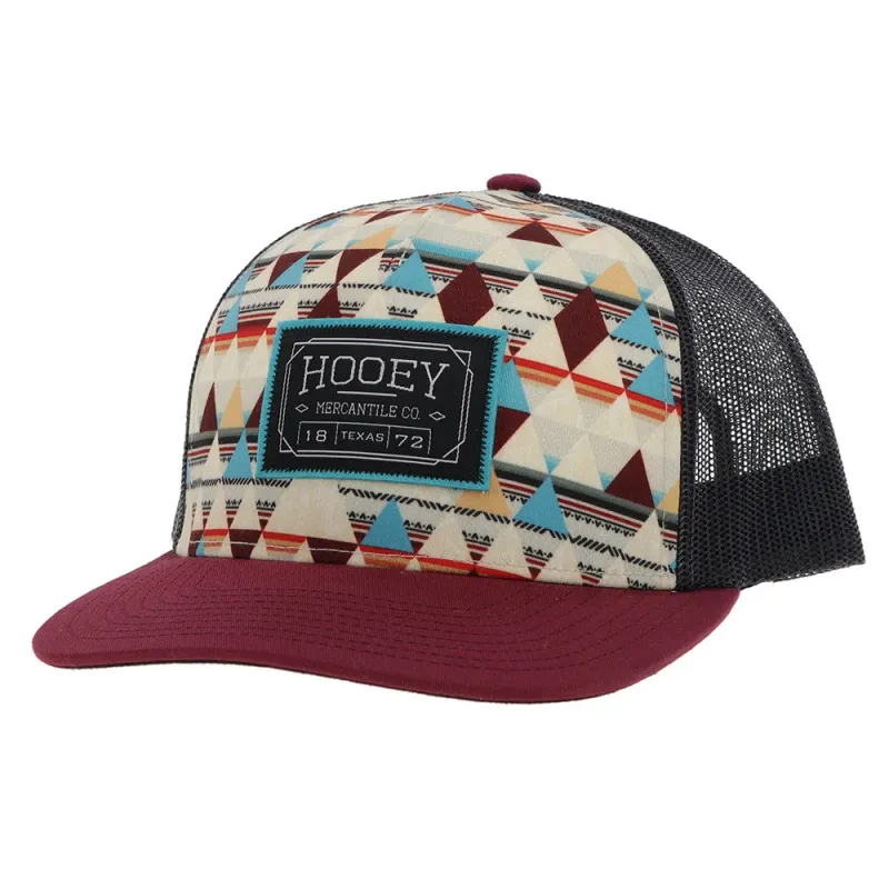Hooey Horizon Hat Cream Pattern/Charcoal W/Black &amp; Turquoise Patch