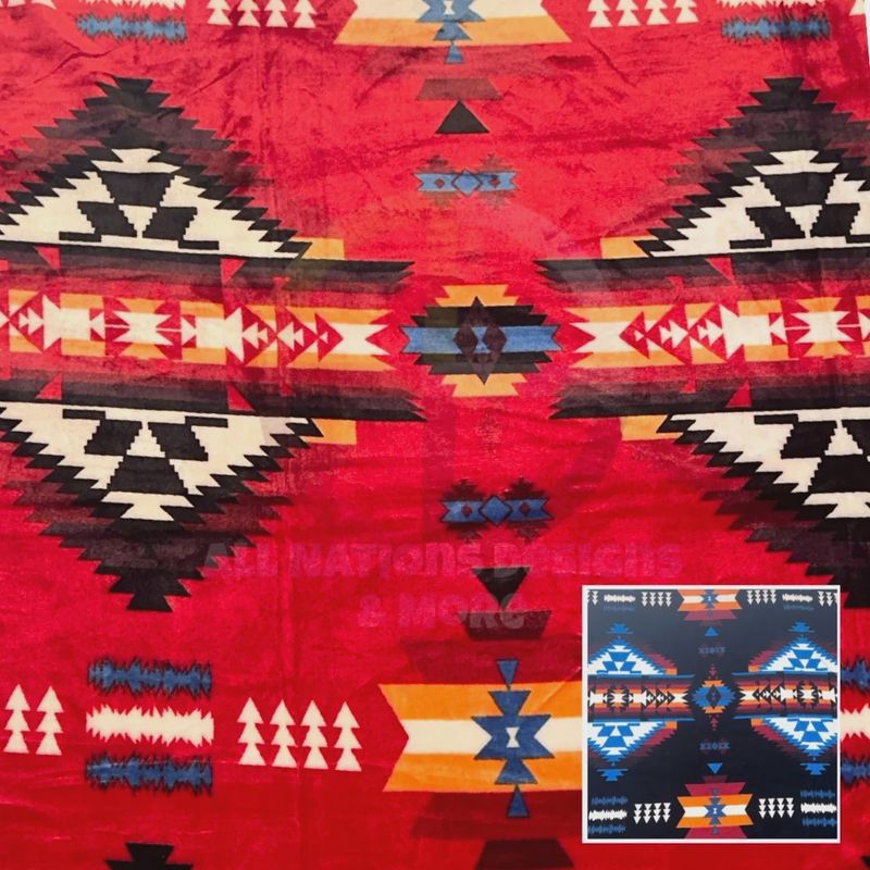 All Nations Design Full Size Red Horizon Blanket