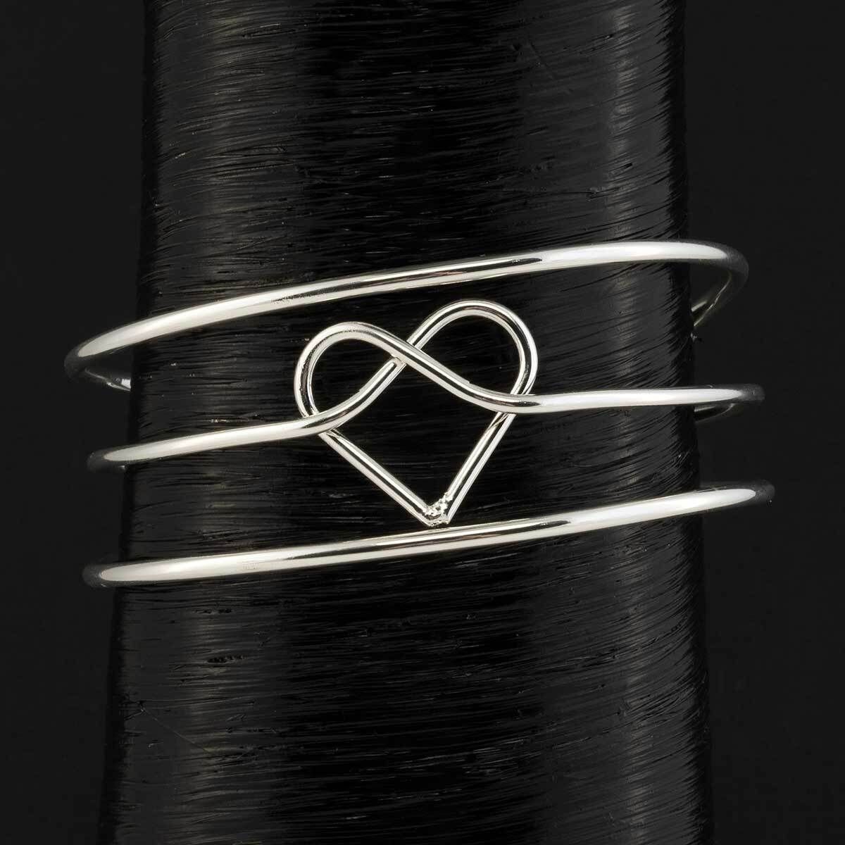 Silver Heartbeat Cuff Bracelet 1&quot;x8&quot; C3104