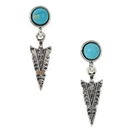 Trenditions Womens 22167EJ1 Justin Silver Arrowhead w/Turquoise  Earrings