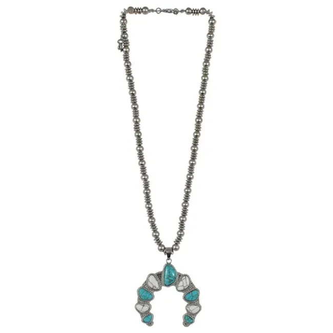 Trenditions Justin Necklace NAJA W/Turquoise &amp; Veined White Colored Stones 23031NJ1