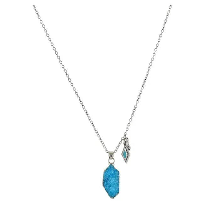 Trenditions Justin Necklace Turquoise Drusy W/Charms 22061NJ2