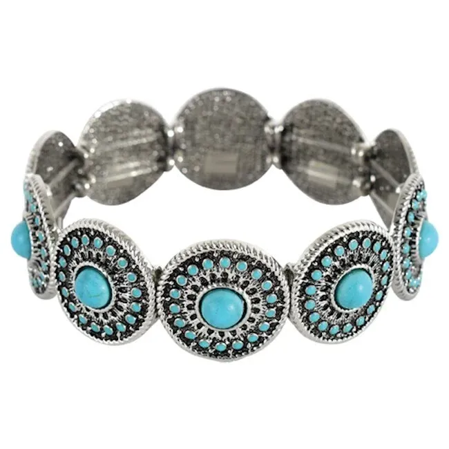 Trenditions Justin Bracelet 60MM Circular Charms W/Faux Turquoise 22062BJ1