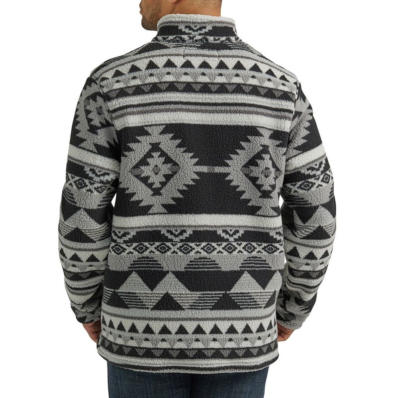 Wrangler Men's Heavyweight Quarter Zip Sherpa Pullover Aged Slate