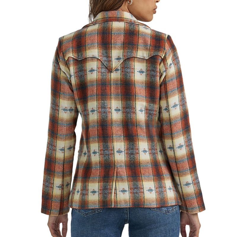 Wrangler Women 's Western Printed Blazer Coat Creamy Red