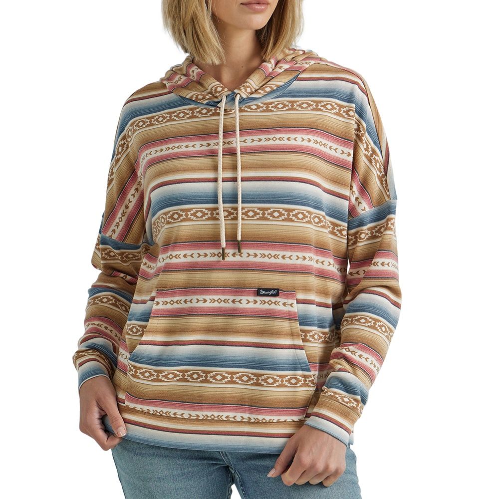 Wrangler Women &#39;s Geometric Relaxed Pullover Hoodie Gold Stripe