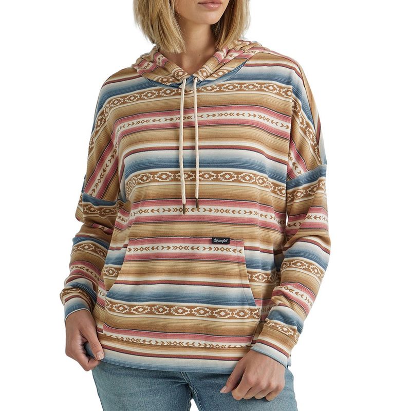 Wrangler Women &#39;s Geometric Relaxed Pullover Hoodie Gold Stripe