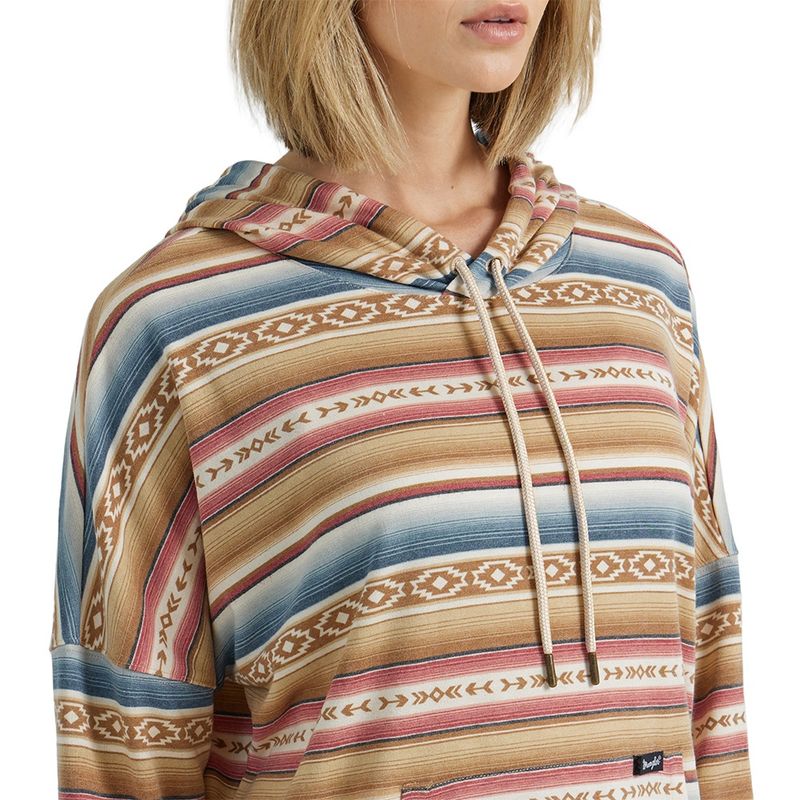 Wrangler Women 's Geometric Relaxed Pullover Hoodie Gold Stripe