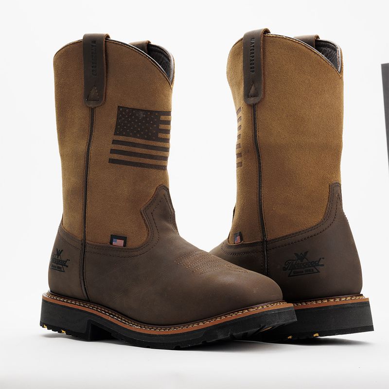 Thorogood Western Work Waterproof Crazy Horse/Tan Sq Toe
