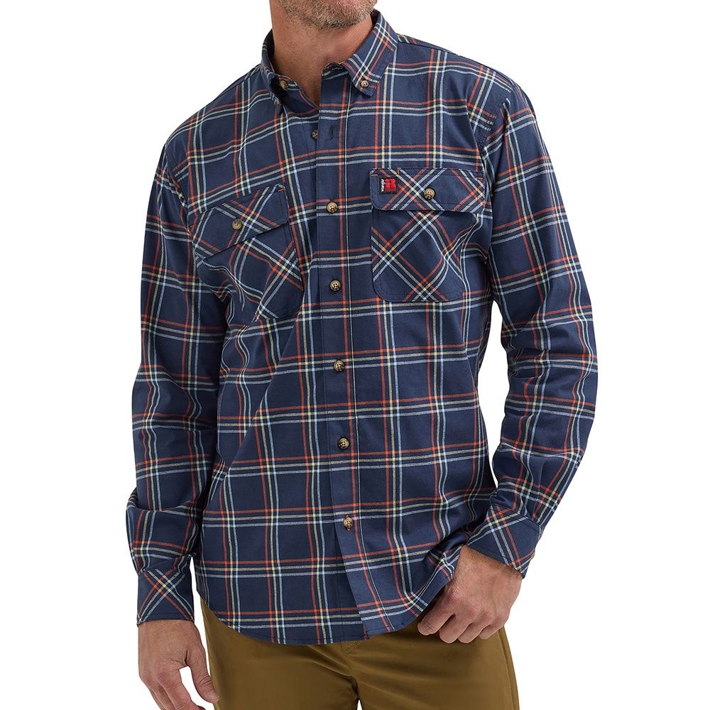 Wrangler Men&#39;s Riggs Workwear Blue Plaid Work Shirt 112350131, Size: Medium