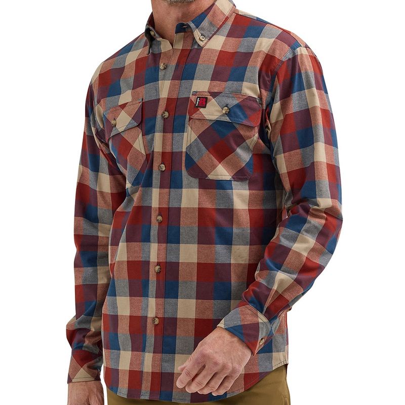 Wrangler Men's Riggs Long Sleeve Red Plaid Work Shirt 112350132