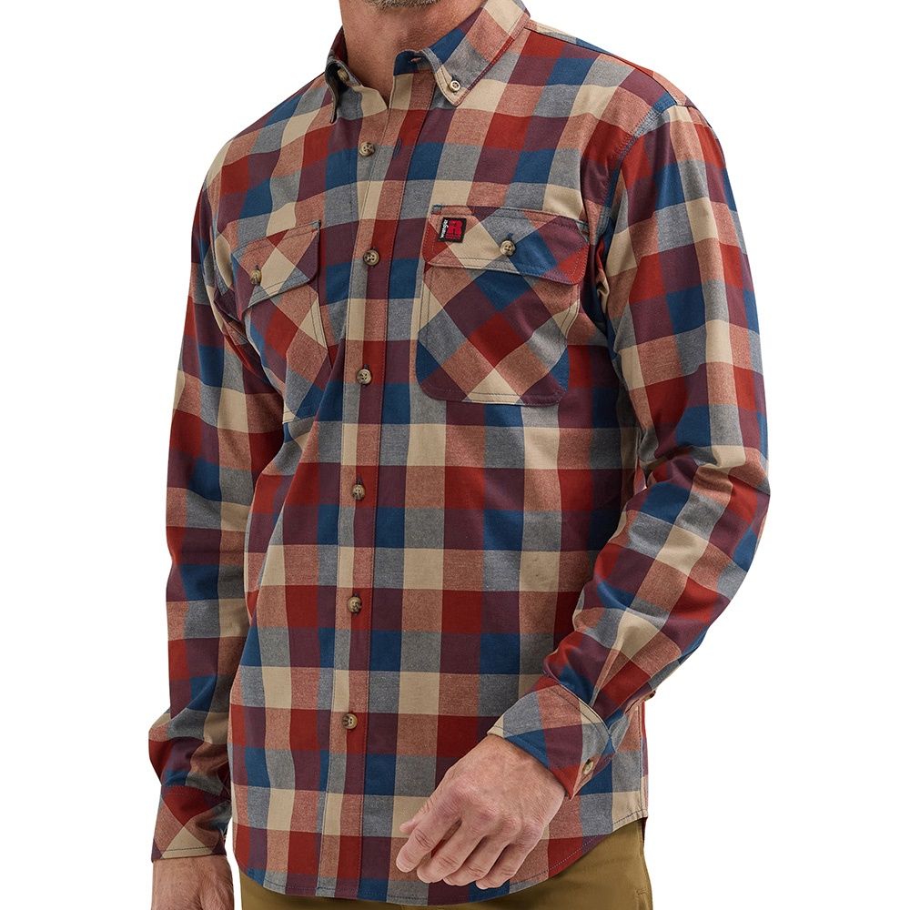 Wrangler Men&#39;s Riggs Long Sleeve Red Plaid Work Shirt 112350132, Size: Medium