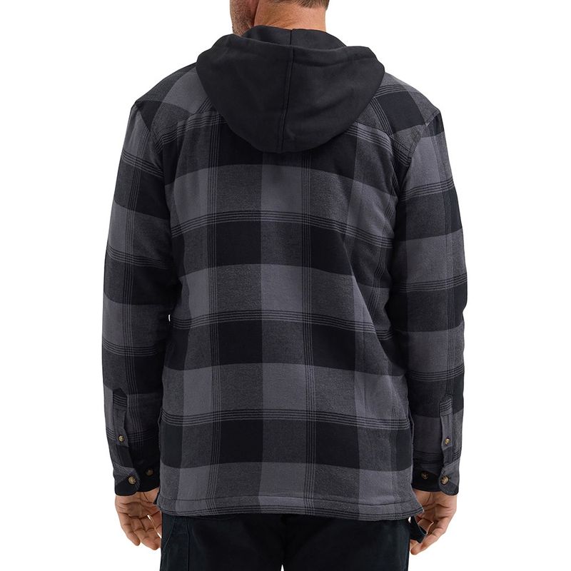 Wrangler Riggs Workwear Hooded Flannel Black Plaid Work Jacket