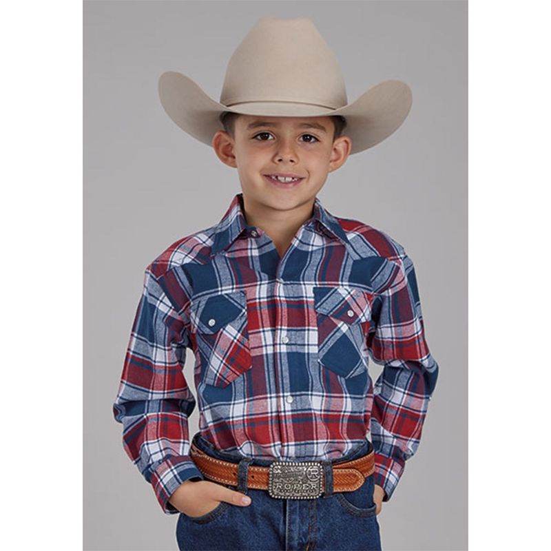 Roper Boy&#39;s Flannel Shirt Blue Red