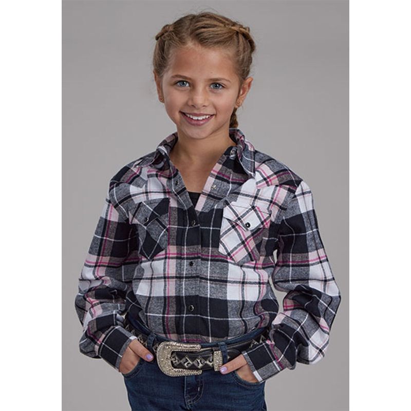 Roper Girl&#39;s Flannel Black/Pink Shirt