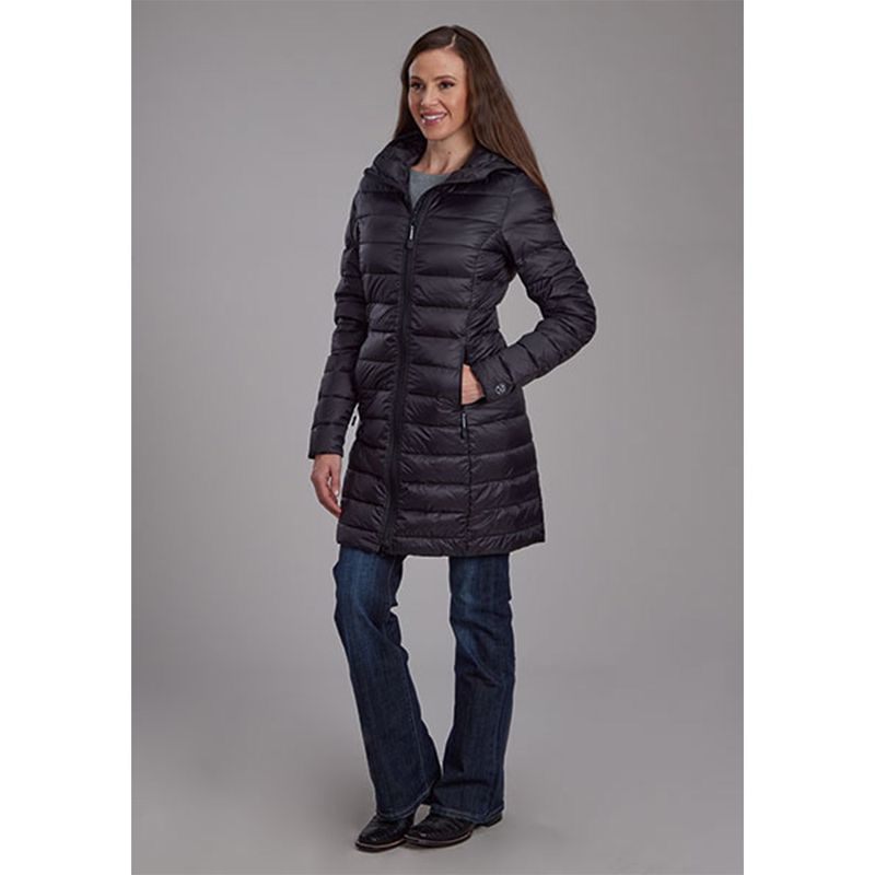 Roper Women&#39;s Long Length Black Parachute Coat 6007