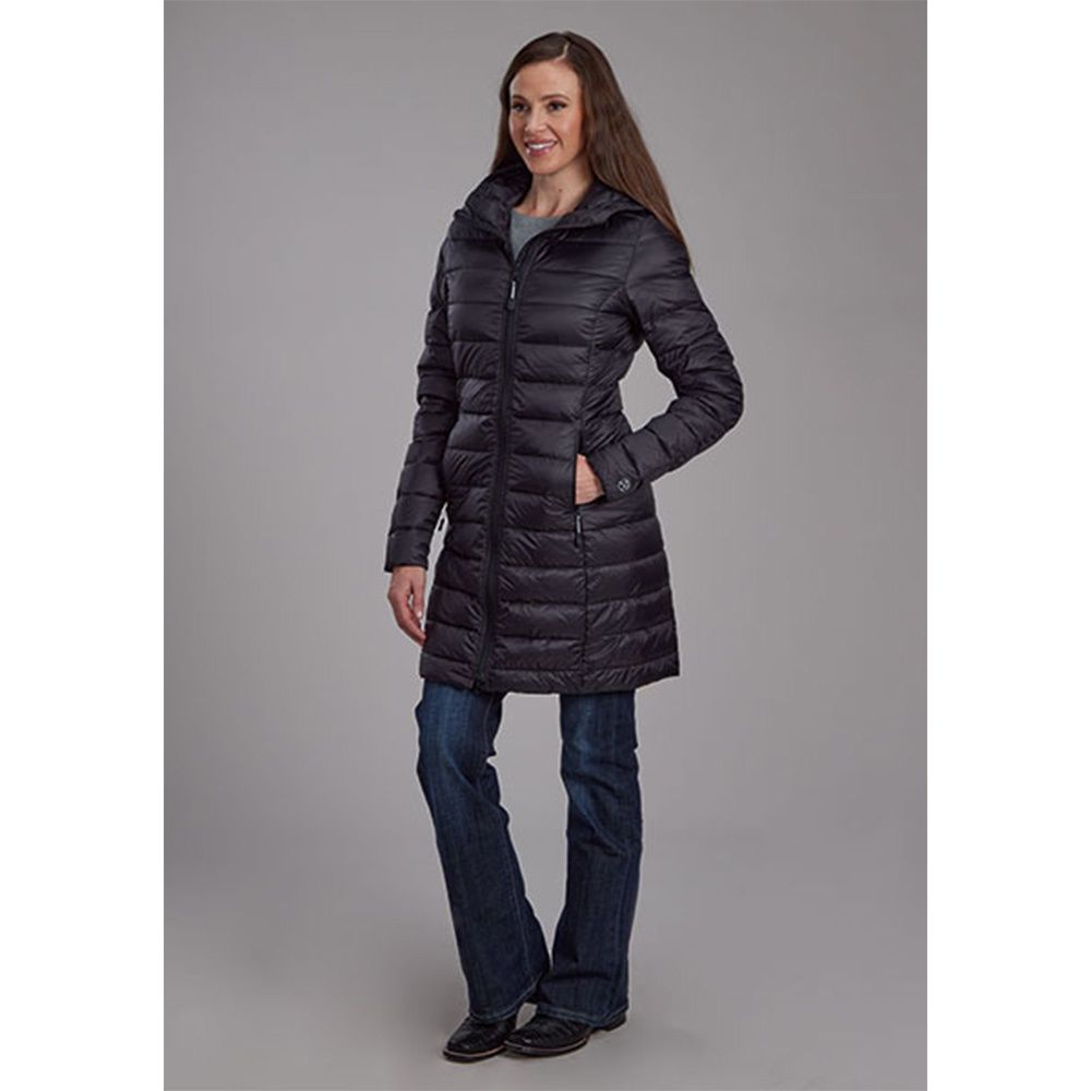 Roper Women&#39;s Long Length Black Parachute Coat 6007, Size: Small