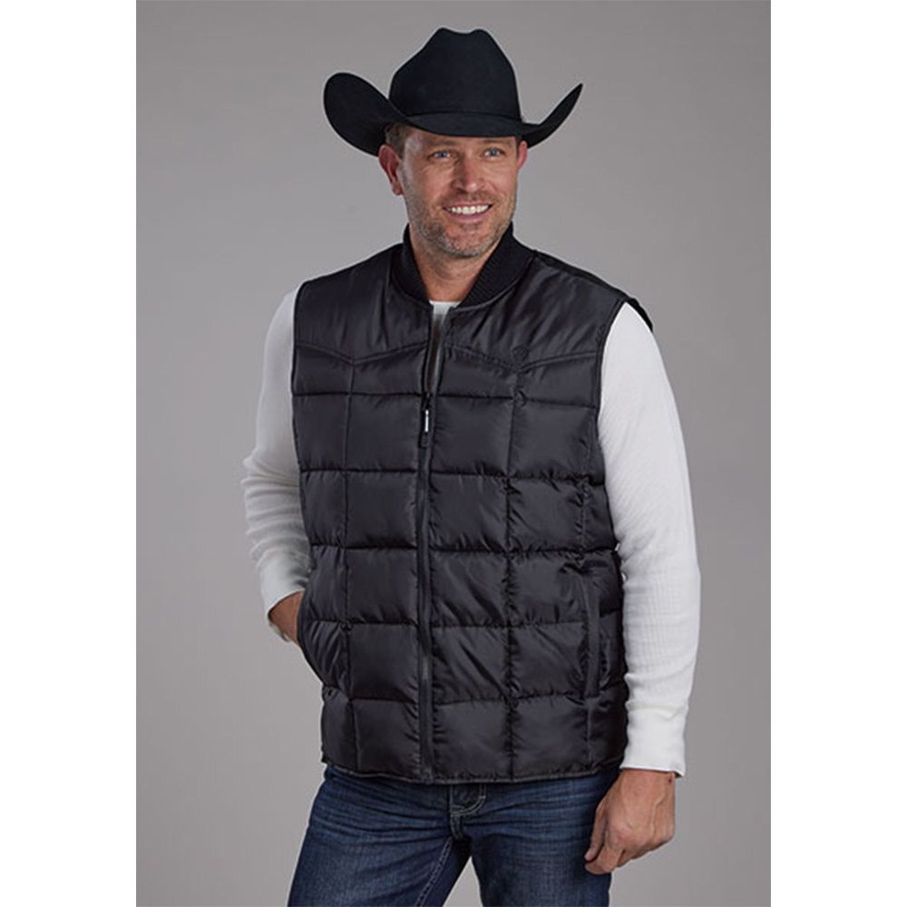 Roper Men&#39;s Black Poly Vest 0600, Size: Medium