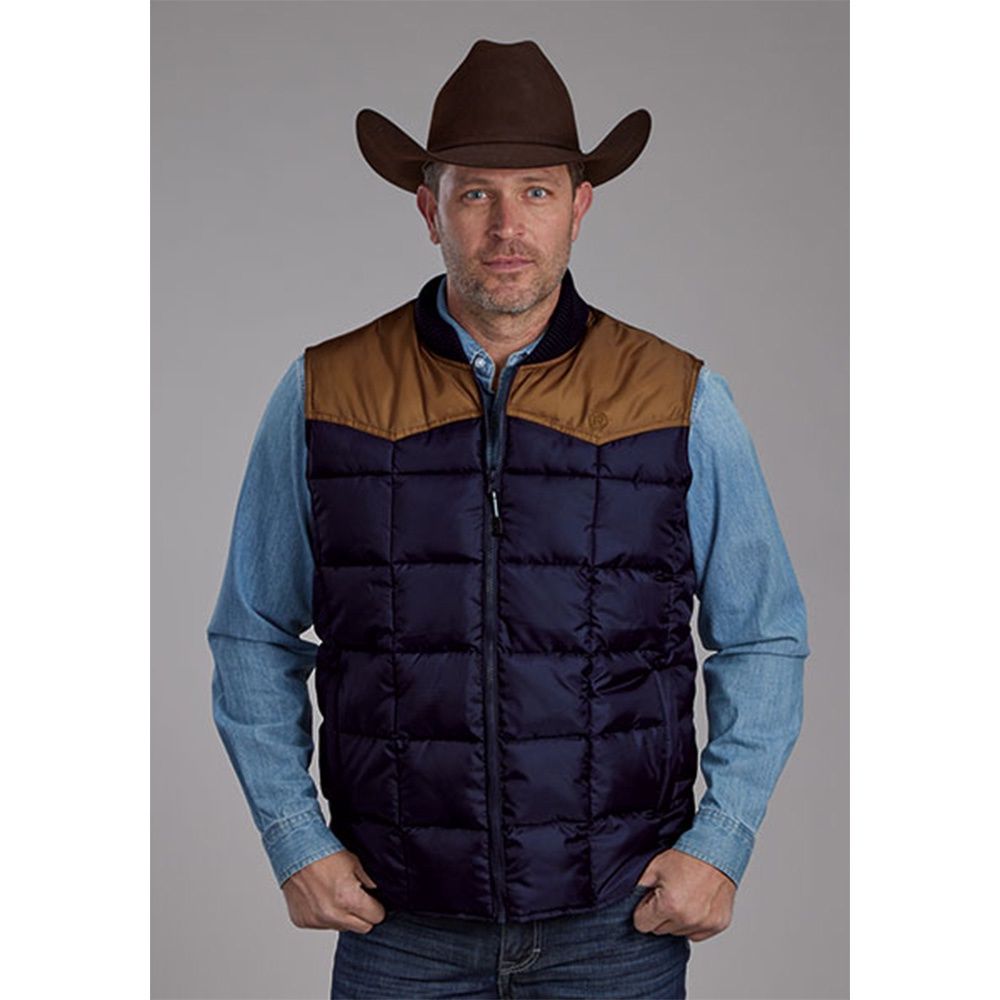 Roper Men&#39;s Blue Poly Vest 0537, Size: Medium