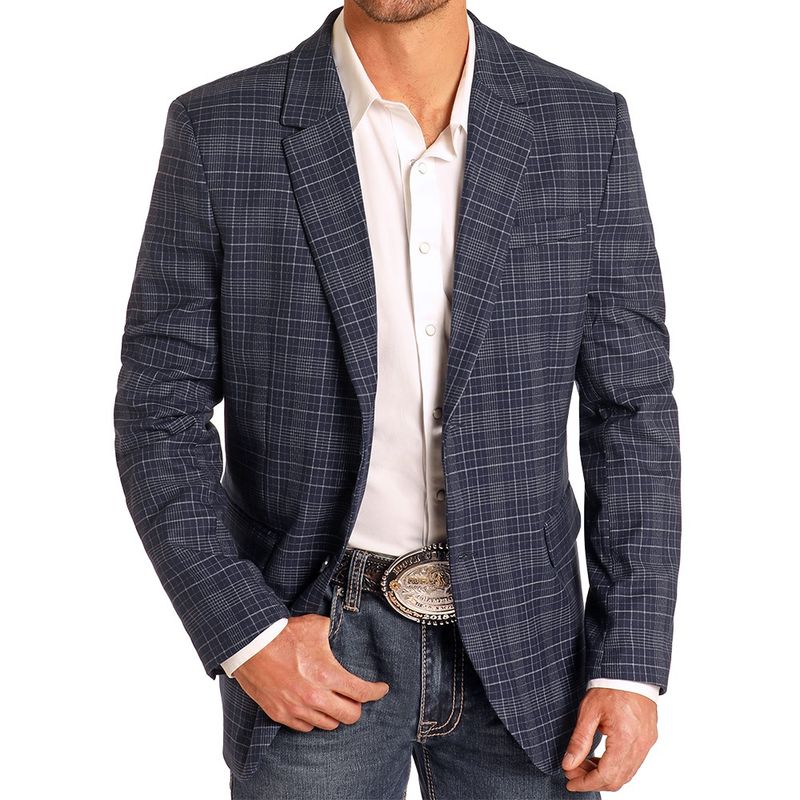 Rock &amp; Roll Denim Plaid Indigo Blazer