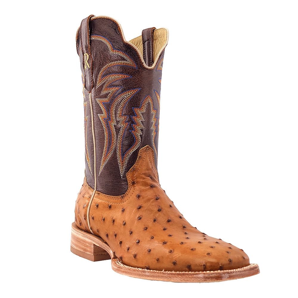 R Watson Antique Saddle Bruciato Full Quill Ostrich Boots RW4506-2, Size: 8.5D