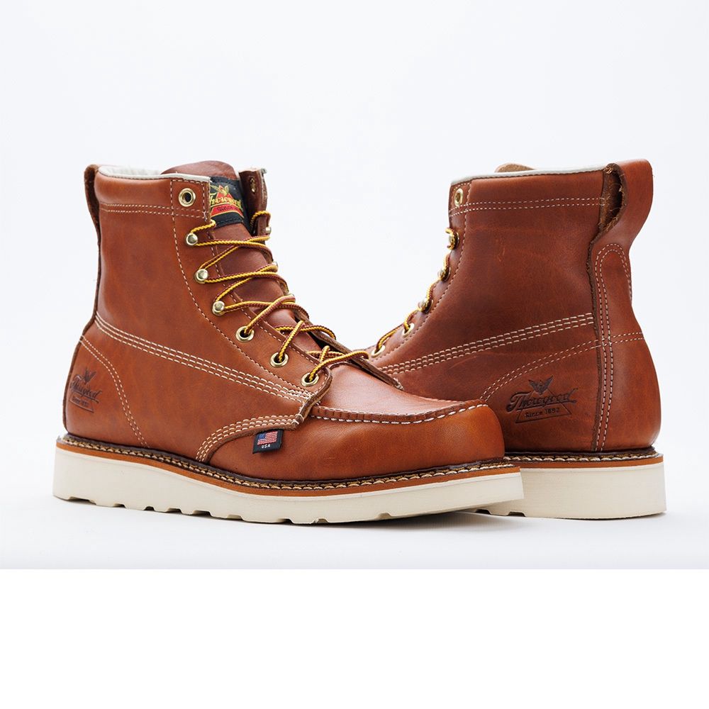 Thorogood American Heritage 6&quot; Tobacco Moc Toe Maxwear Wedge 814-4200, Size: 8.5D