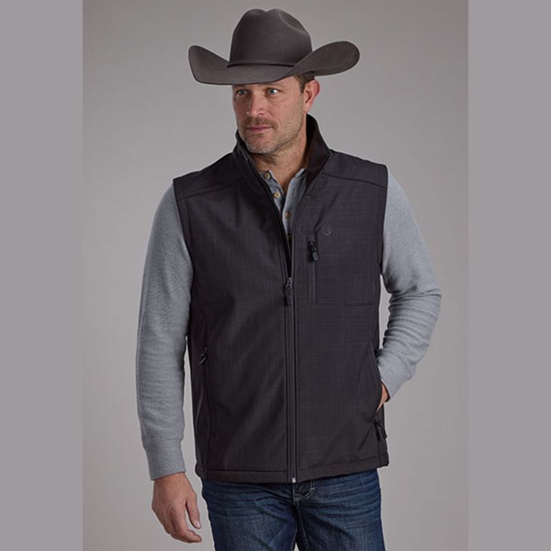 Roper Men&#39;s Charcoal Heather Technical Soft Shell Vest 6009