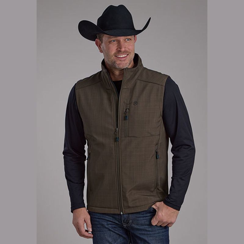 Roper Men&#39;s Chocolate Heather Technical Soft Shell Vest