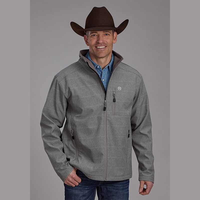Roper Men&#39;s Taupe Stripe Technical Soft Shell Jacket