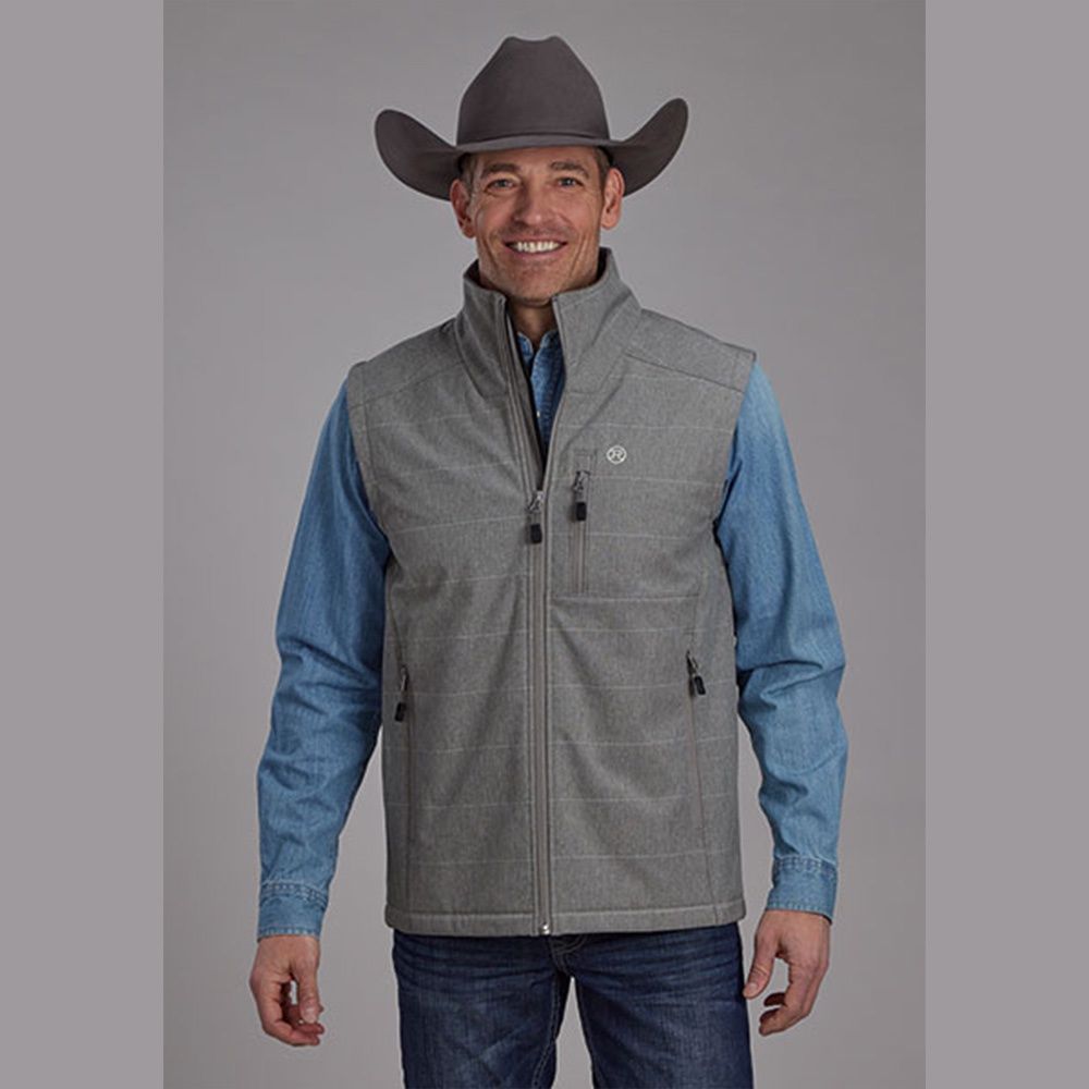 Roper Men&#39;s Taupe Stripe Technical Soft Shell Vest, Size: Medium