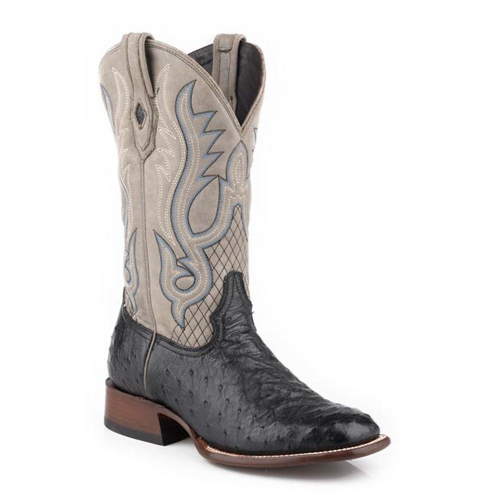 Stetson Men&#39;s Ozzy Black Full Quill Ostrich Boots 0503, Size: 8.5D