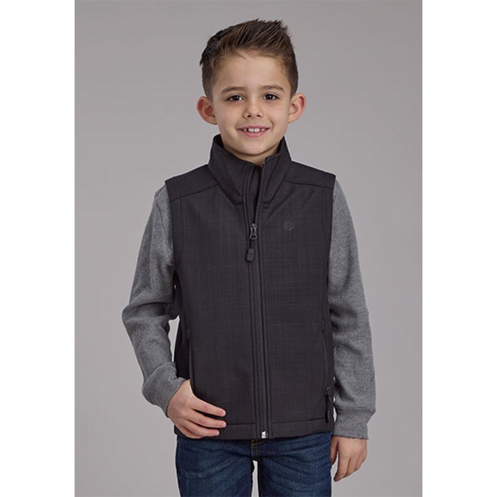 Roper Boy&#39;s Charcoal Heather Technical Soft Shell Vest, Size: X-Small