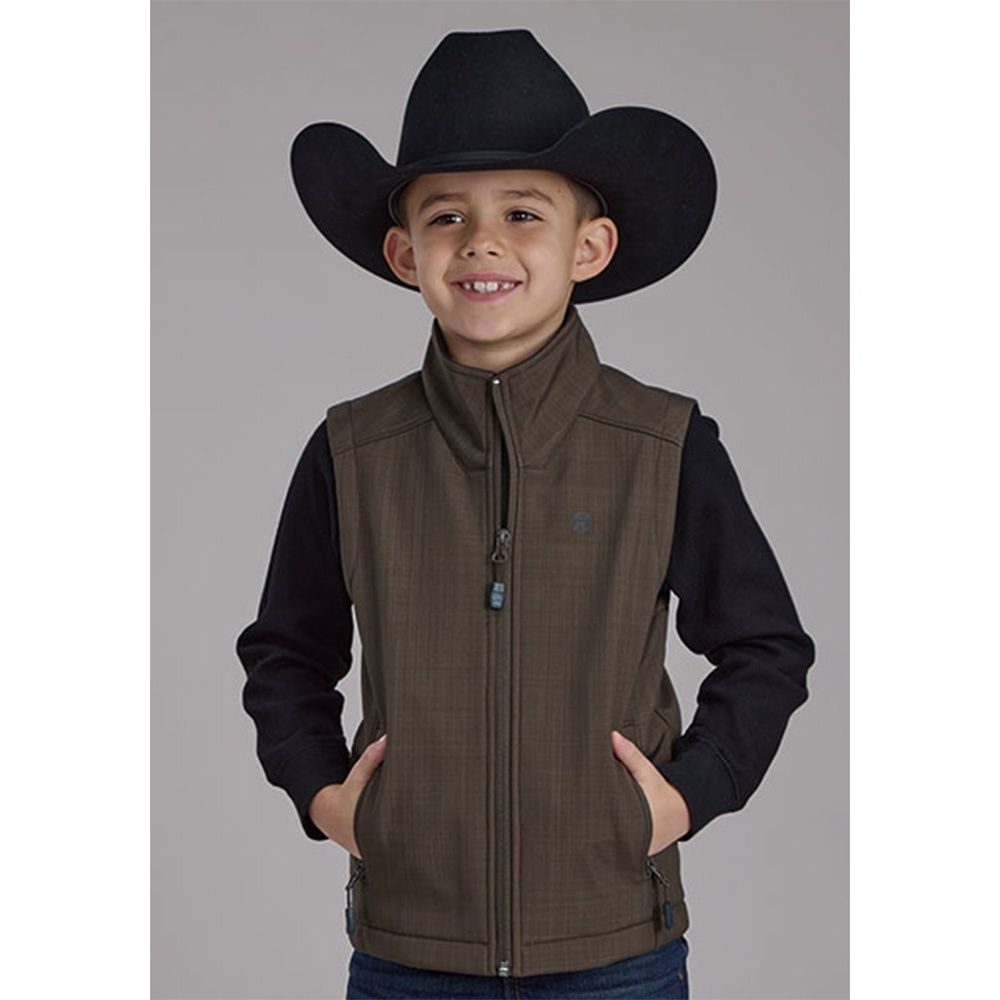 Roper Boy&#39;s Chocolate Heather Technical Soft Shell Vest, Size: X-Small