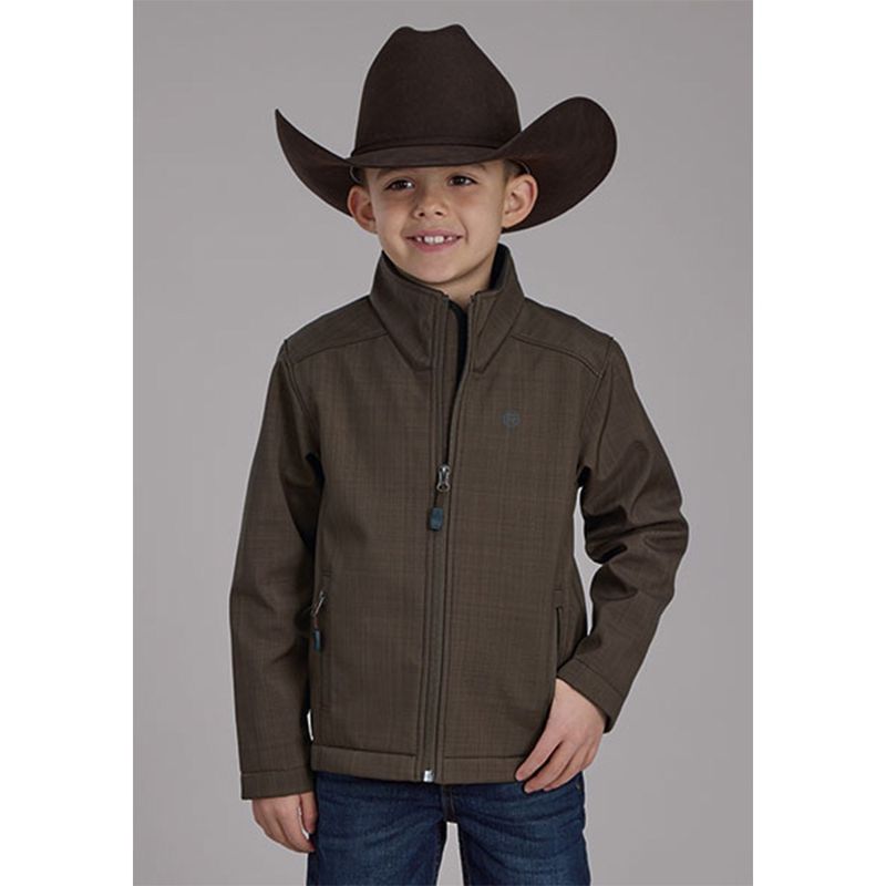 Roper Boy&#39;s Chocolate Heather Technical Soft Shell Jacket